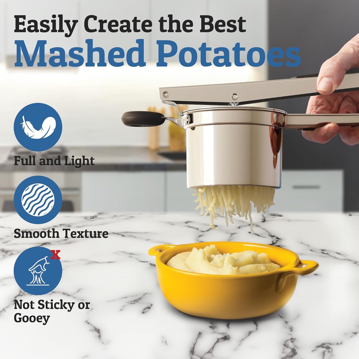 Heavy-Duty Stainless Steel Potato Masher for Smooth Mashed Potatoes