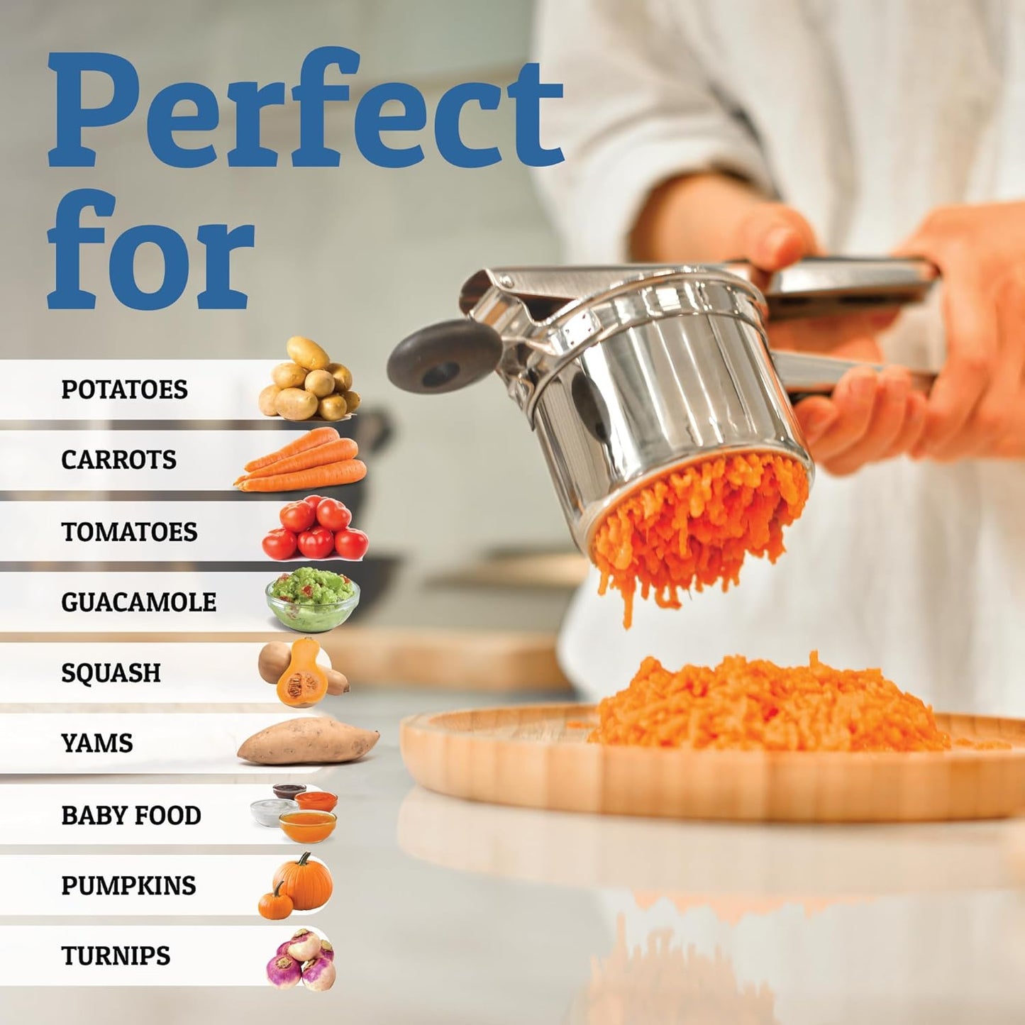 Heavy-Duty Stainless Steel Potato Masher for Smooth Mashed Potatoes