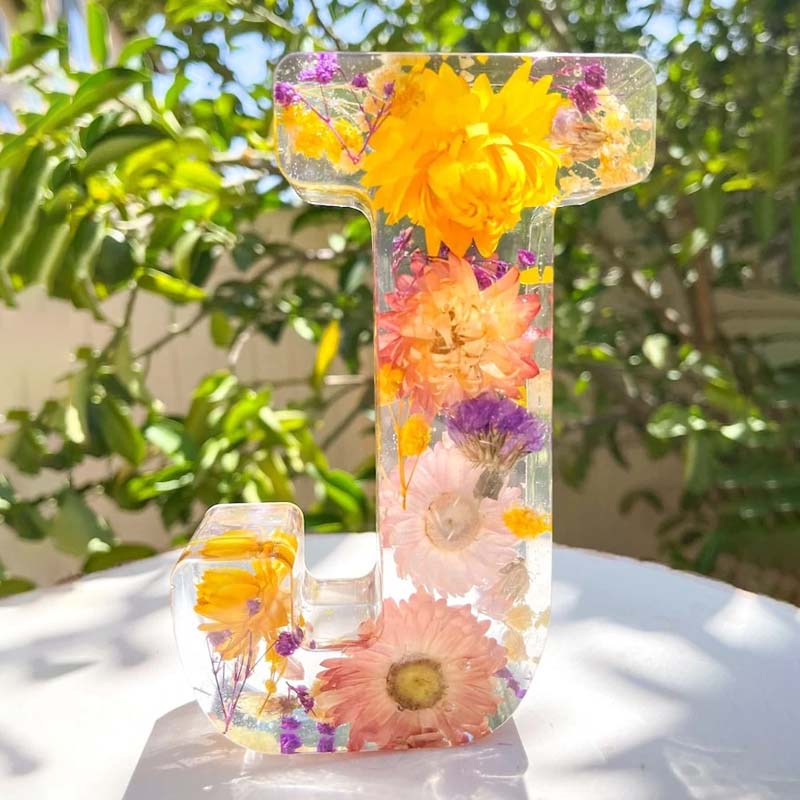 Personalized LED Letter Night Light with Dried Flowers