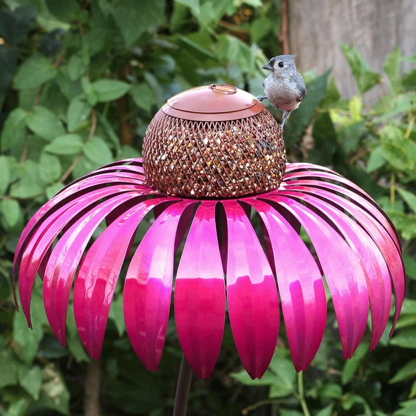Flower Design Bird Feeder Station for Garden