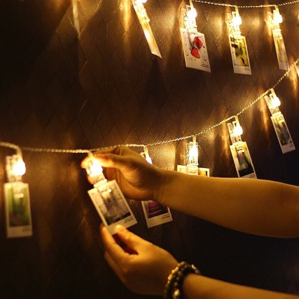 LED Photo Clip String Lights with Warm Fairy Lights