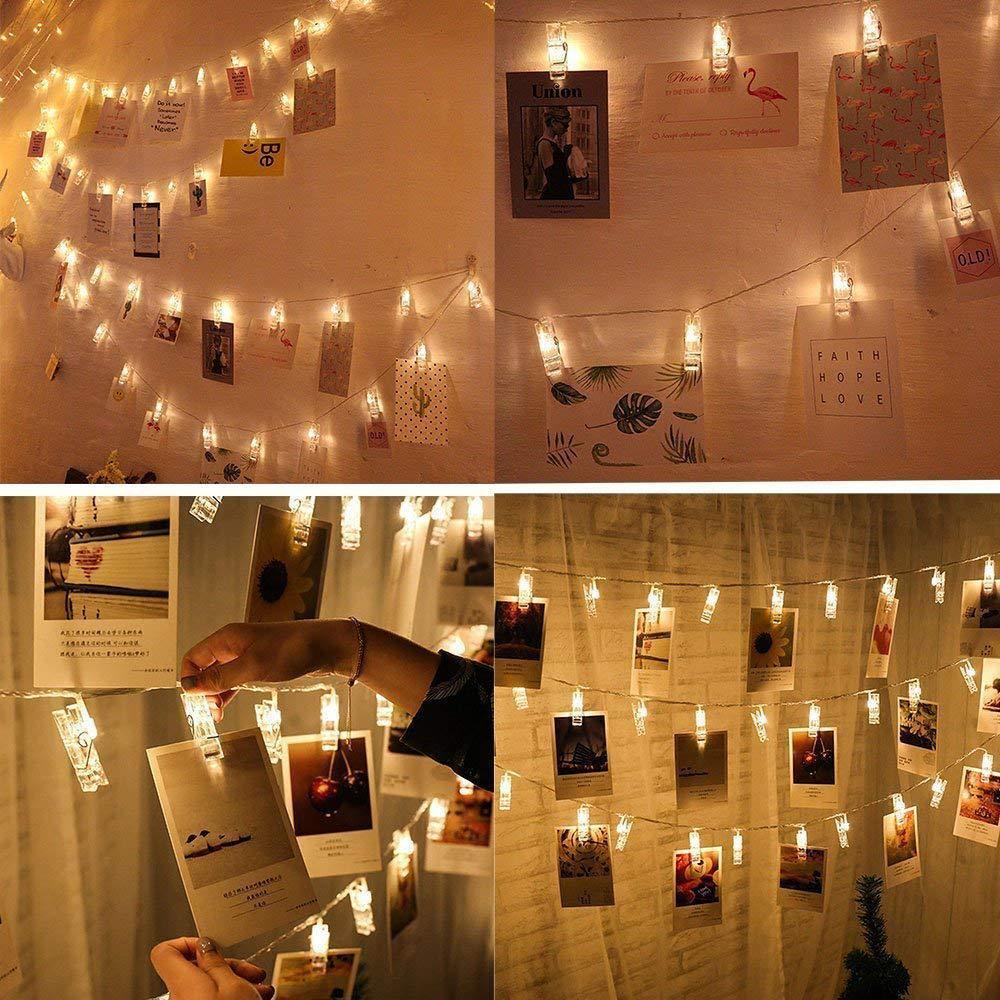 LED Photo Clip String Lights with Warm Fairy Lights