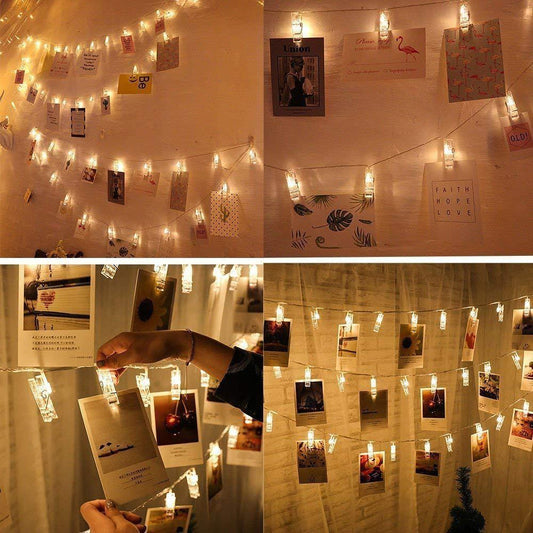 LED Photo Clip String Lights with Warm Fairy Lights