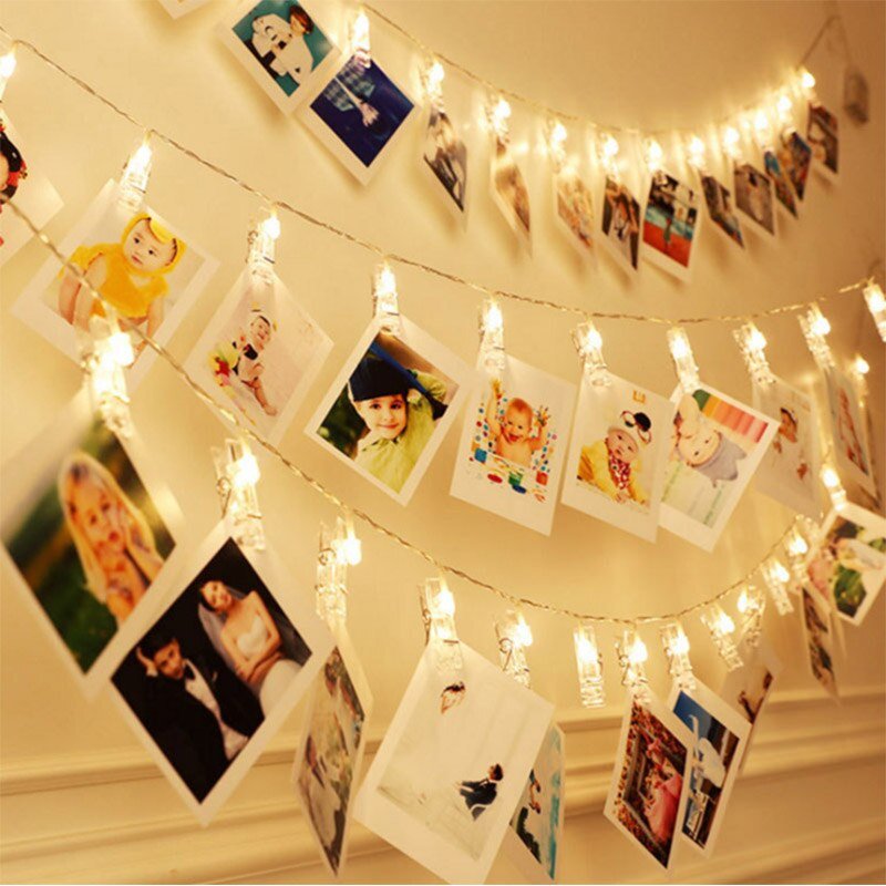LED Photo Clip String Lights with Warm Fairy Lights