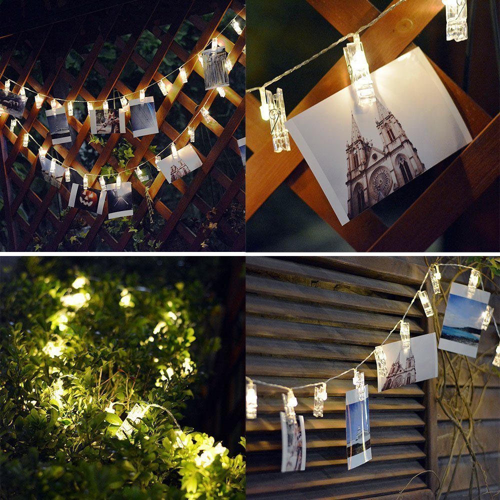 LED Photo Clip String Lights with Warm Fairy Lights