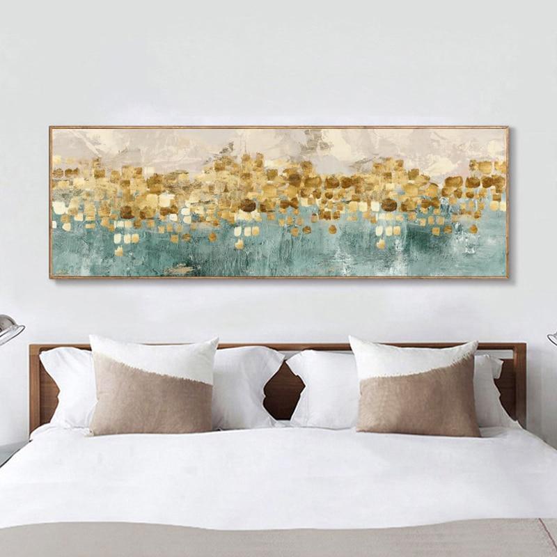 Abstract Blue and Gold Canvas Art Print