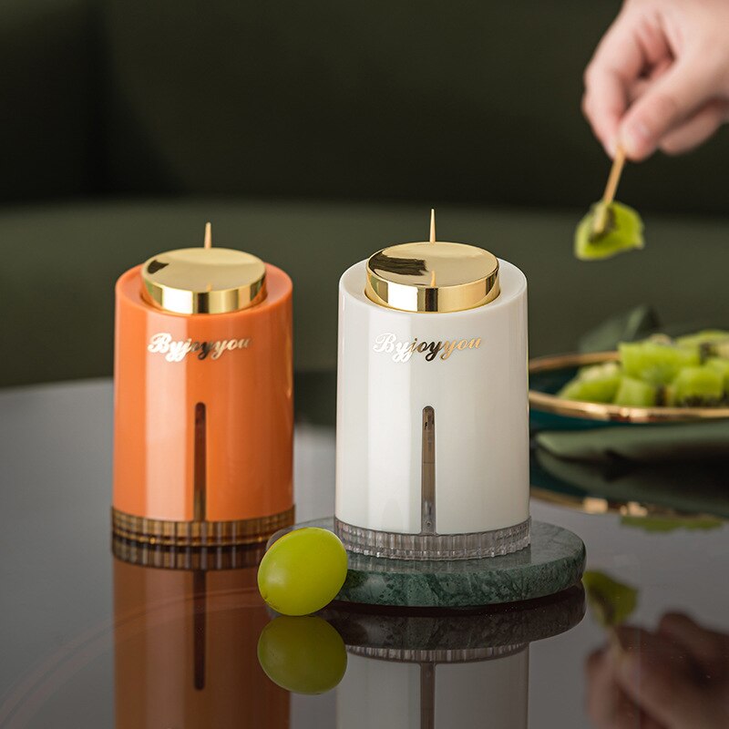 Elegant Push-Button Toothpick Holder with Secure Lid