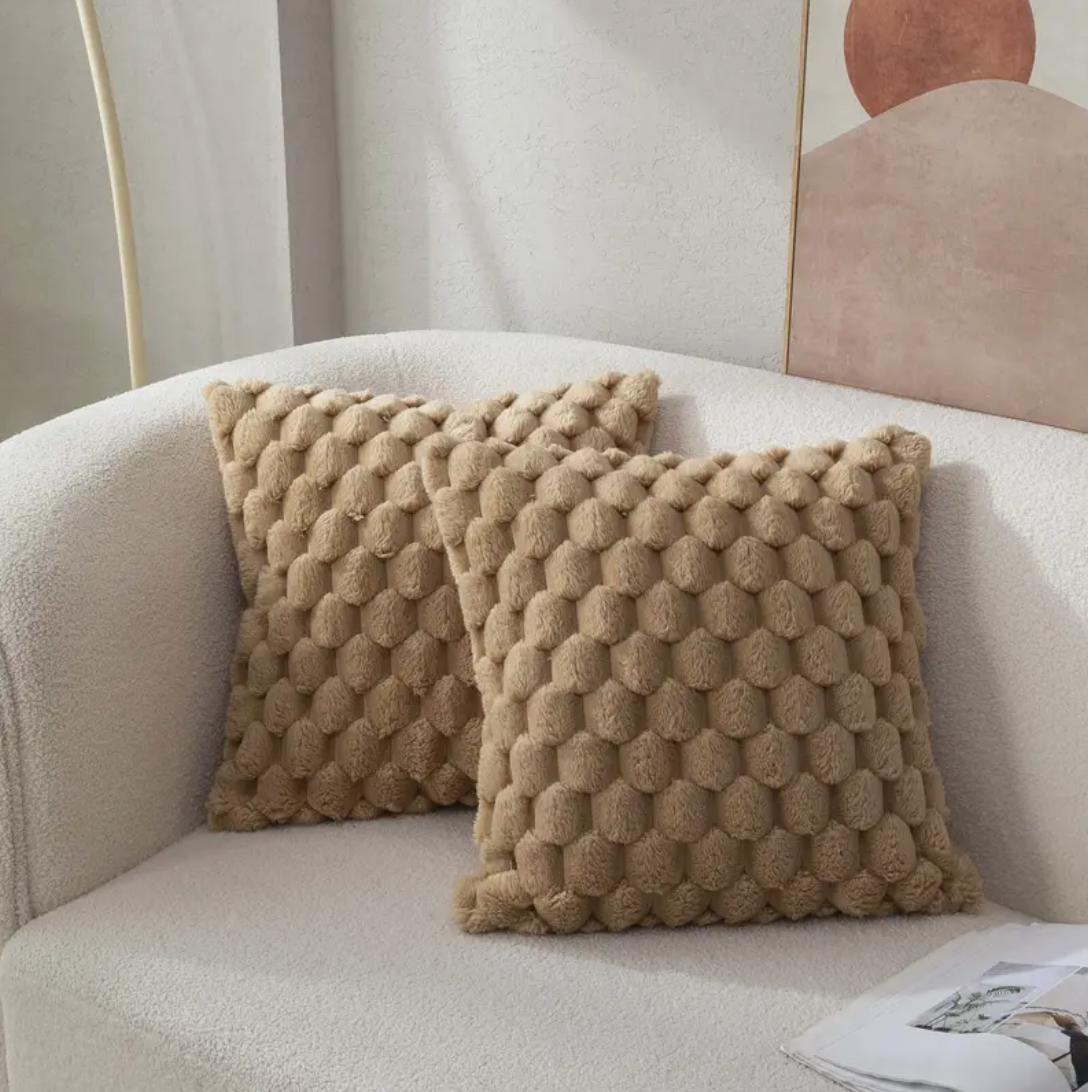 Soft Velvet Fluffy Pillow Cover - 20 Inch Decorative Cushion