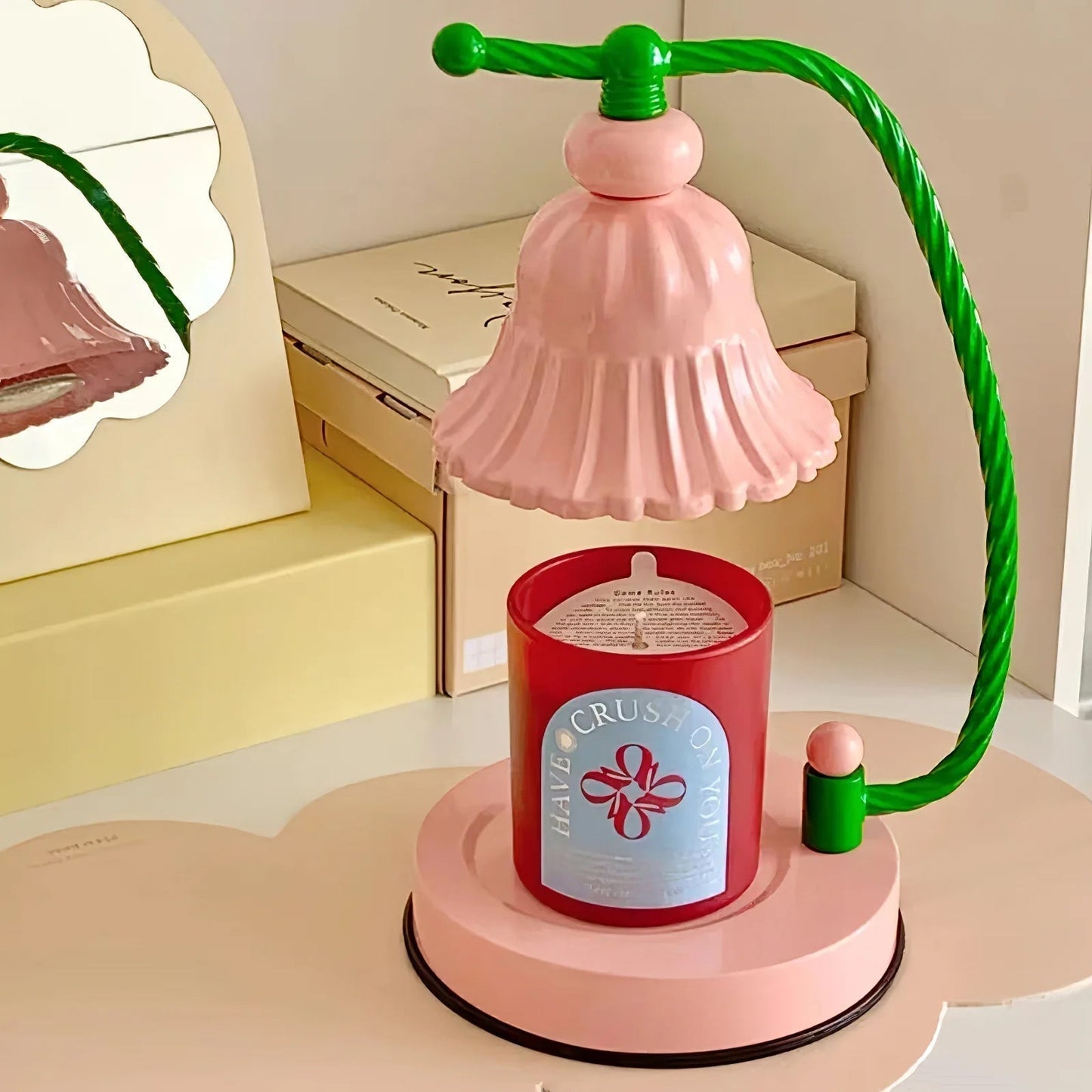Charming Pink Glass Flower Table Lamp