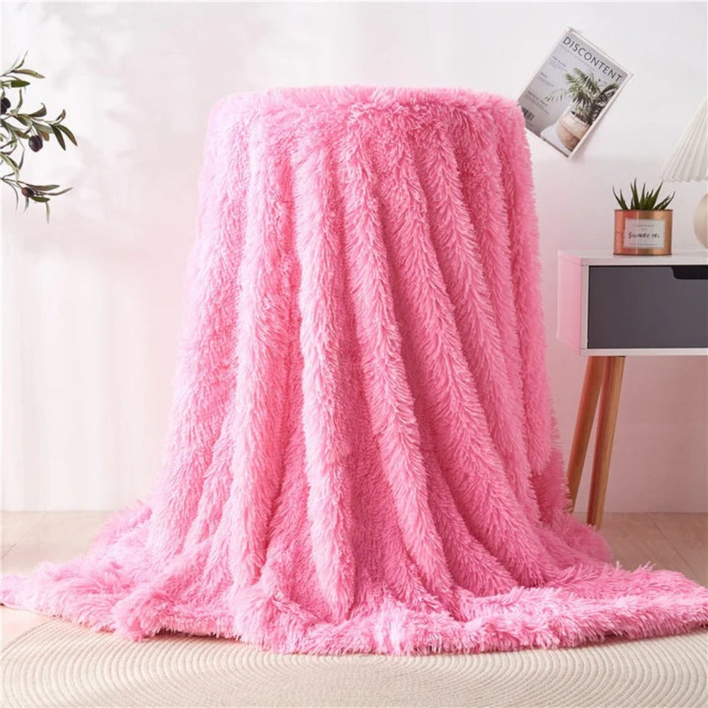 Ultra-Soft Fuzzy Faux Fur Throw Blanket