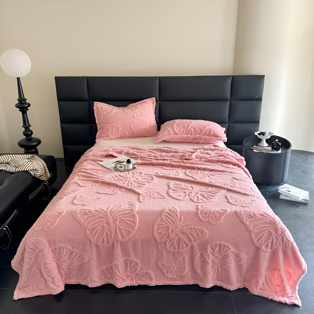 3D Butterfly Jacquard Flannel Blanket