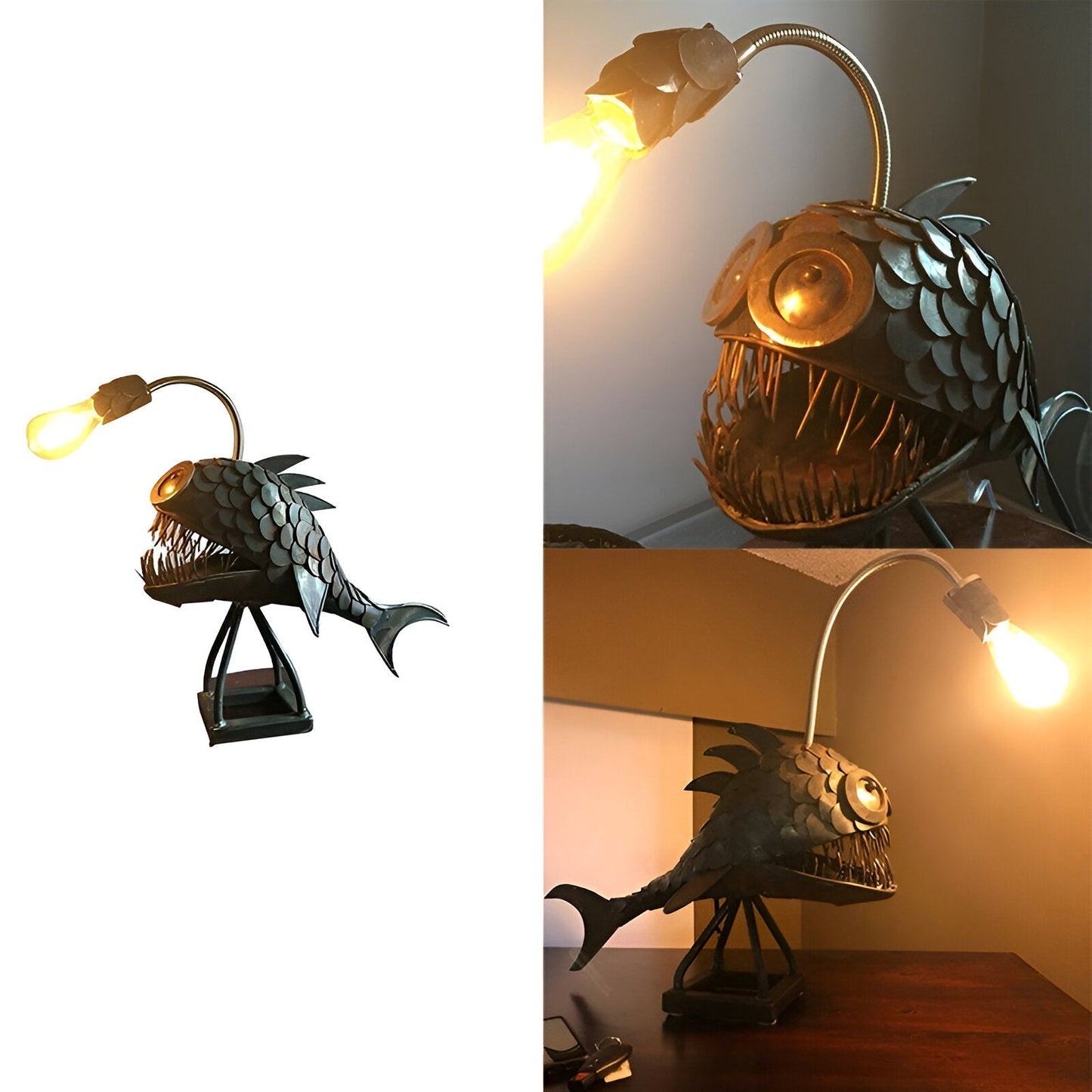 Steampunk Angler Fish Floor Lamp with Adjustable Arm