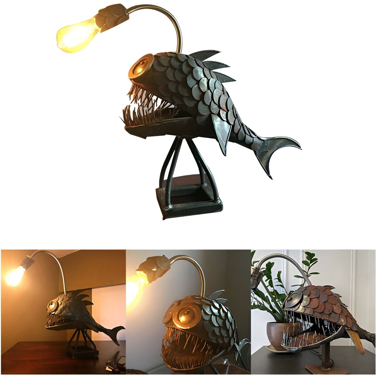 Steampunk Angler Fish Floor Lamp with Adjustable Arm