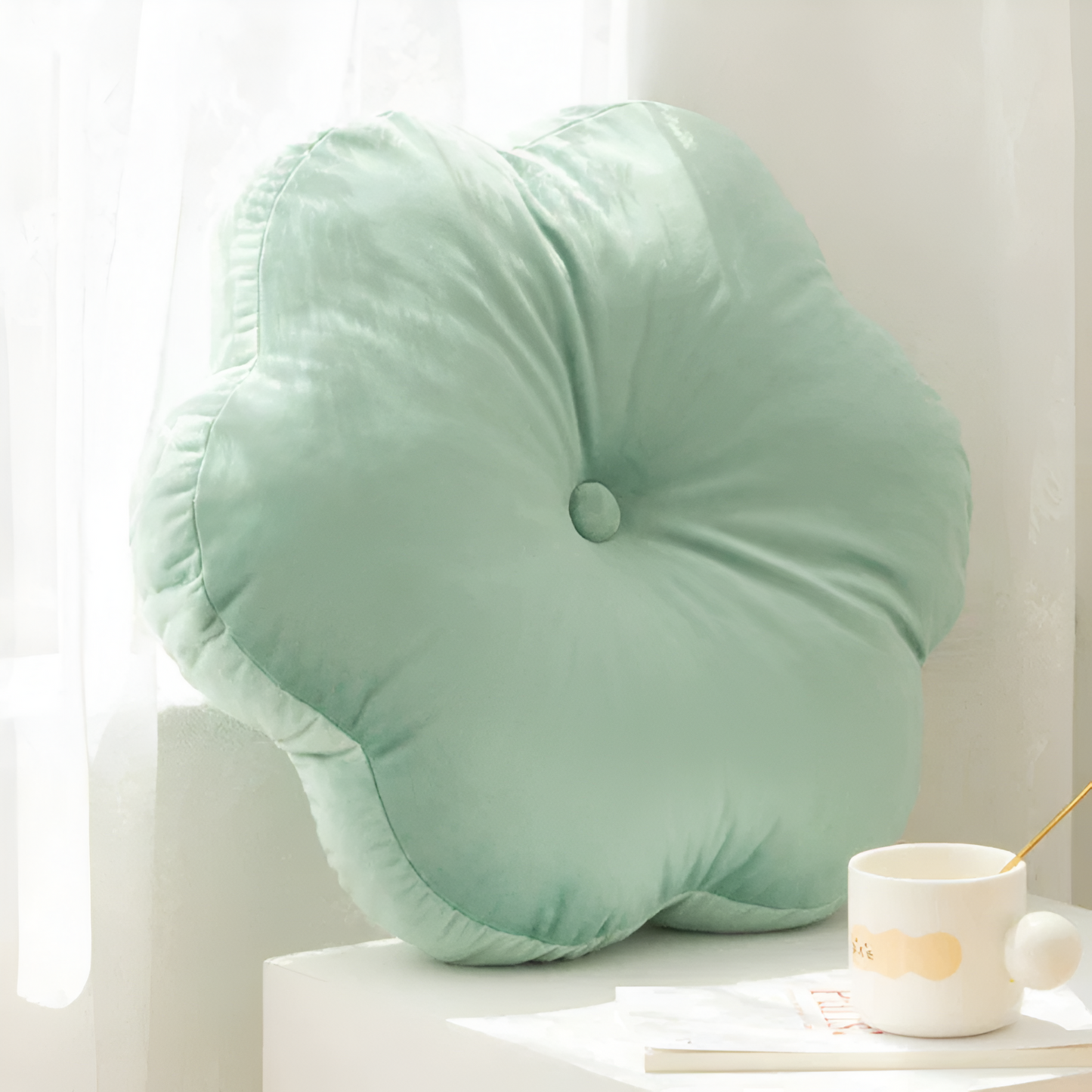 Plush Flower-Shaped Velvet Cushion in Bright Colors