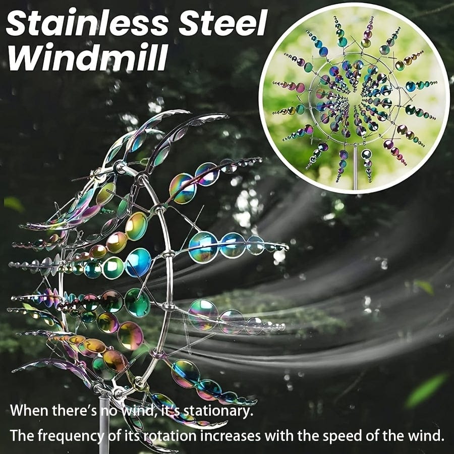 3D Metal Windmill Kinetic Wind Chime for Garden and Yard Decoration