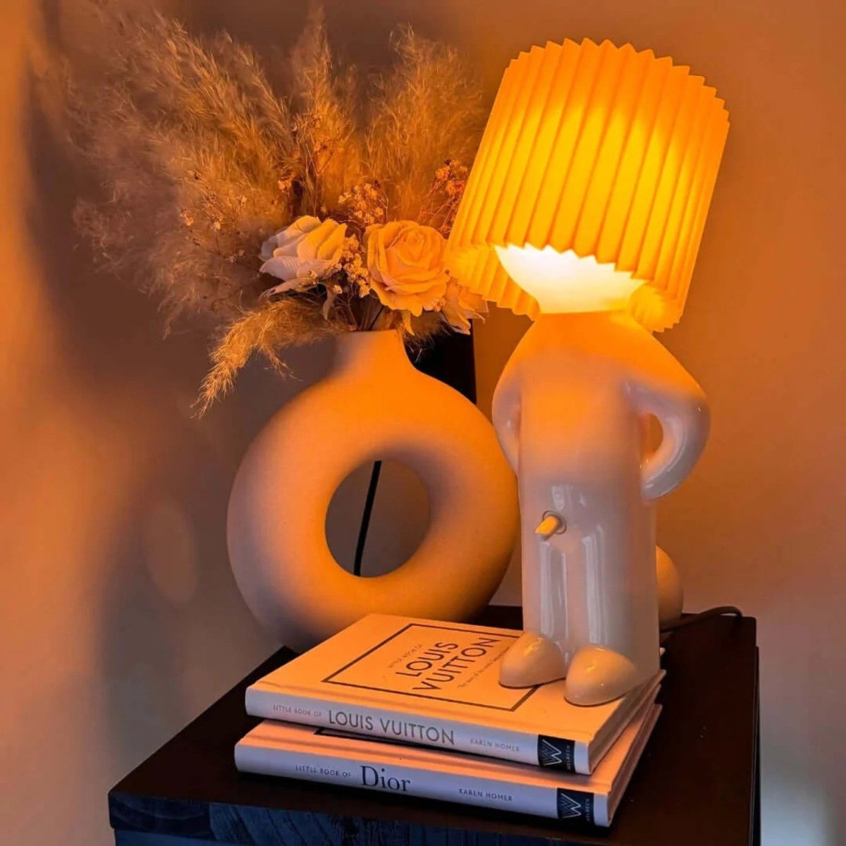 Playful Yellow Night Lamp with Removable Hat