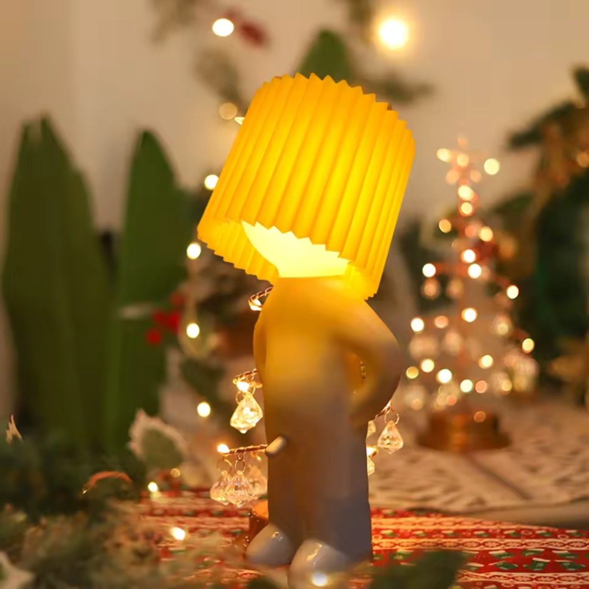 Playful Yellow Night Lamp with Removable Hat