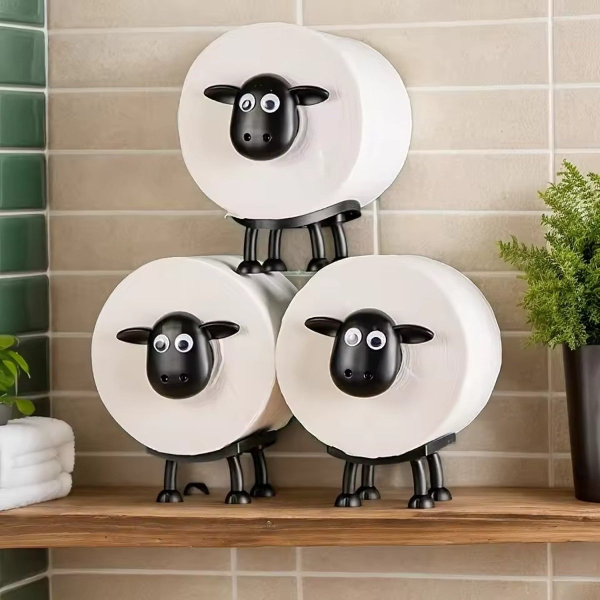 Playful Sheep Toilet Paper Holder with Self-Supporting Design