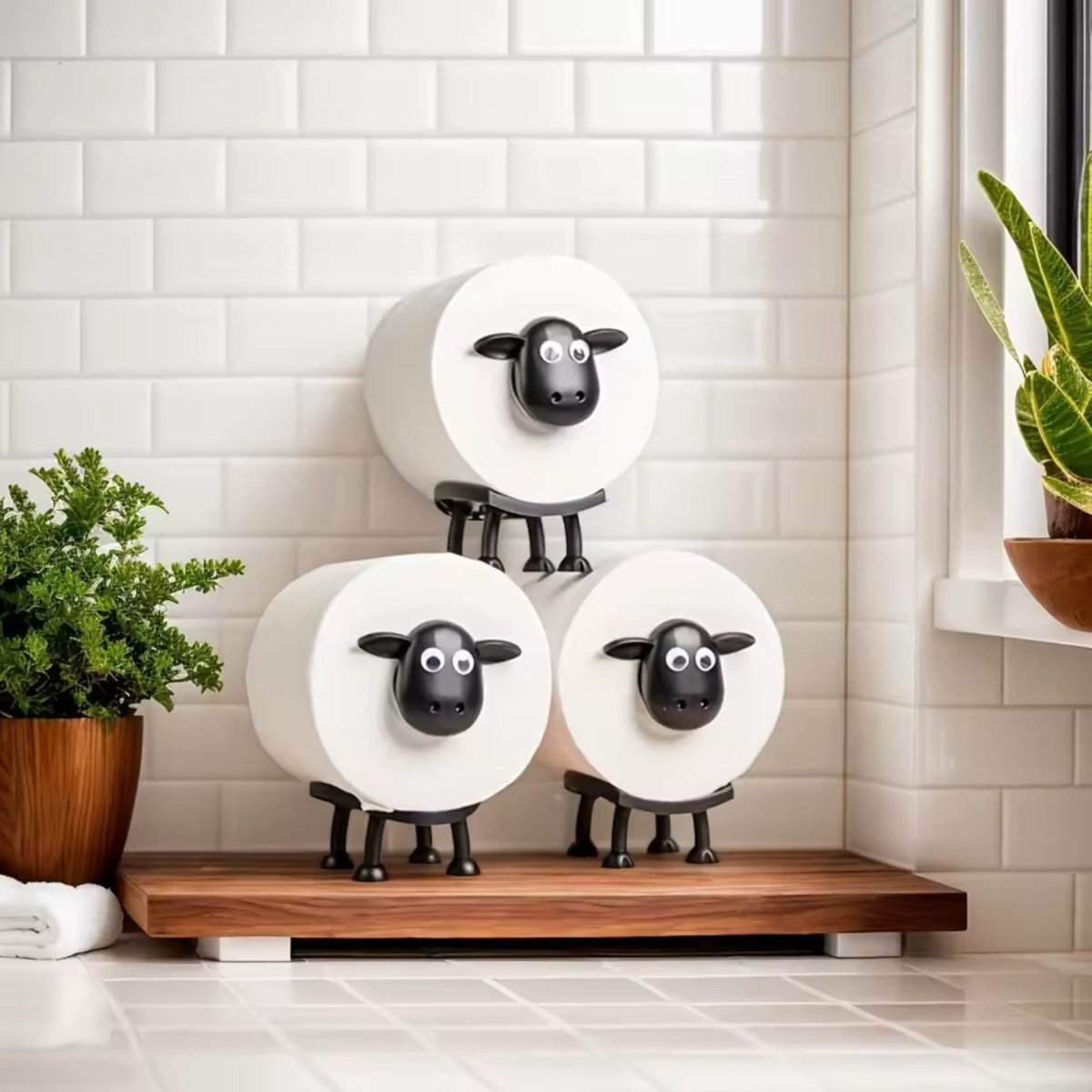 Playful Sheep Toilet Paper Holder with Self-Supporting Design