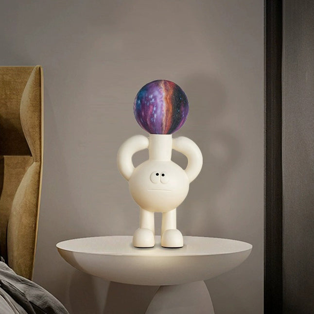 Matte Glass Globe Table Lamp with Resin Base