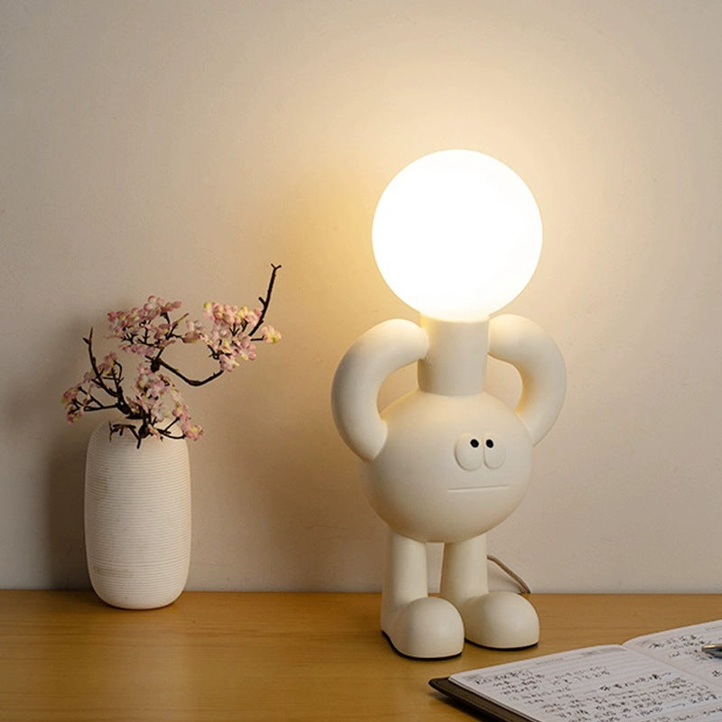 Matte Glass Globe Table Lamp with Resin Base