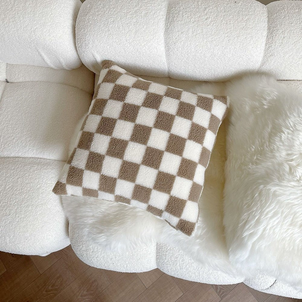 Checkered Plush Fleece Pillowcase