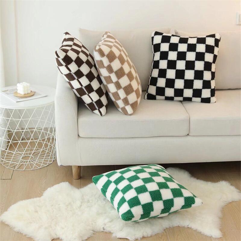 Checkered Plush Fleece Pillowcase