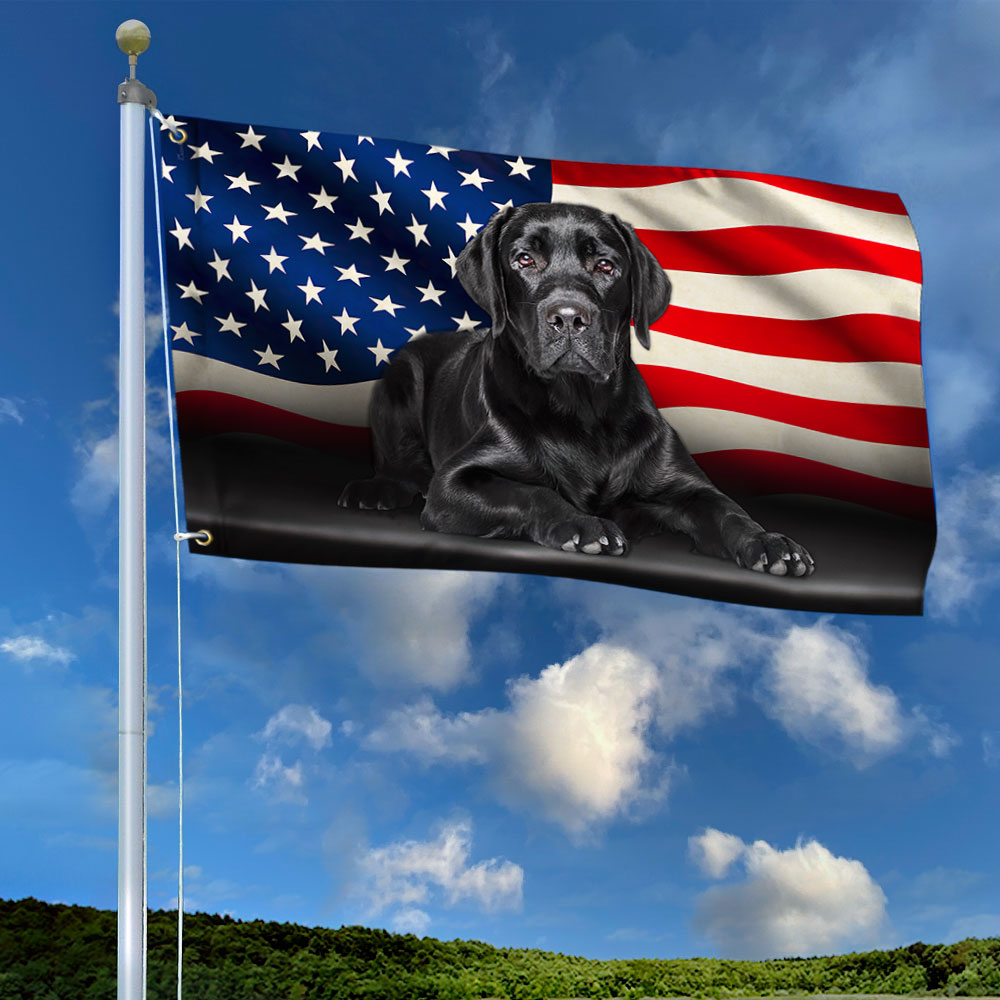 Black Labrador Retriever American Canvas Grommet Flag