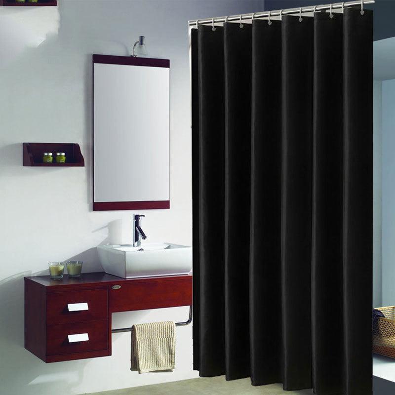 Water-Resistant Black Polyester Shower Curtain in Multiple Sizes