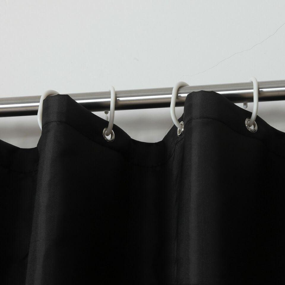 Water-Resistant Black Polyester Shower Curtain in Multiple Sizes