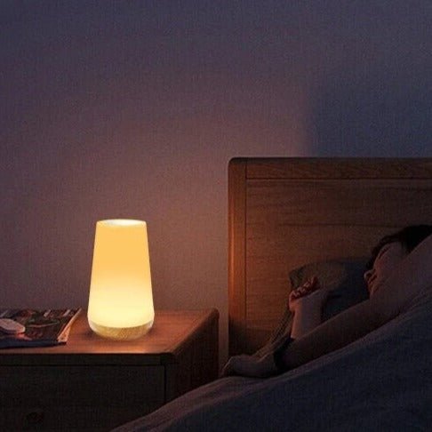 LED Touch Control Table Lamp with Wooden Base
