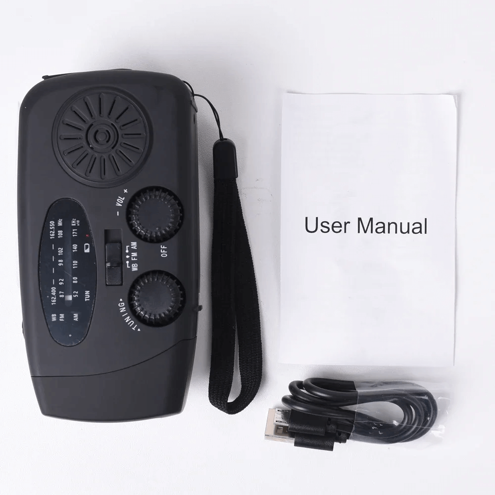 Portable Wind-Up Radio with Flashlight and Power Bank