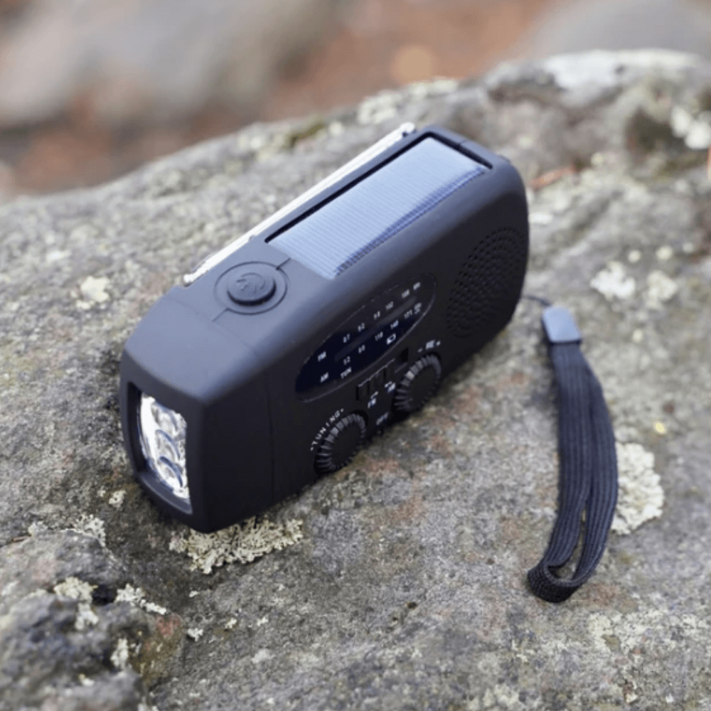 Portable Wind-Up Radio with Flashlight and Power Bank