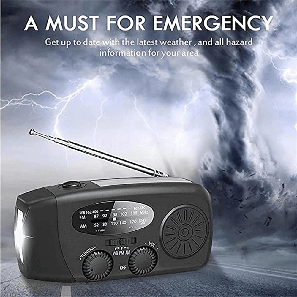 Portable Wind-Up Radio with Flashlight and Power Bank