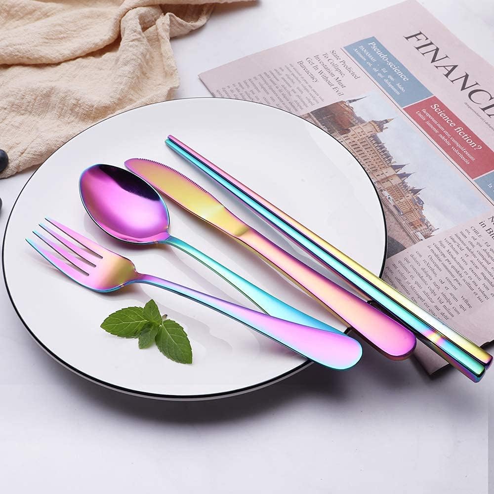 Portable Stainless Steel Travel Cutlery Set with Waterproof Case