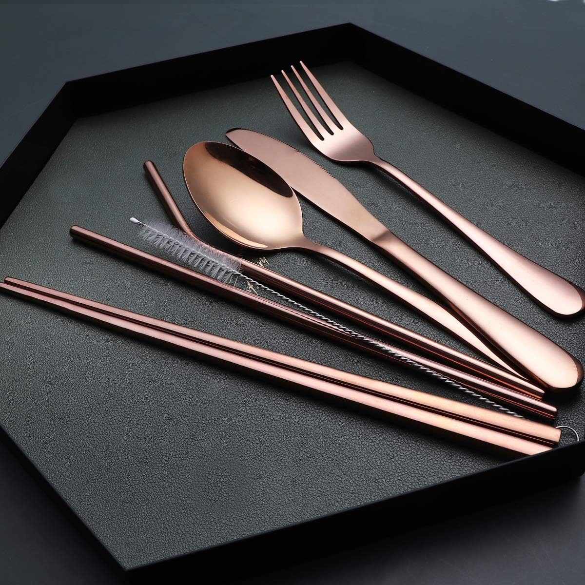 Portable Stainless Steel Travel Cutlery Set with Waterproof Case