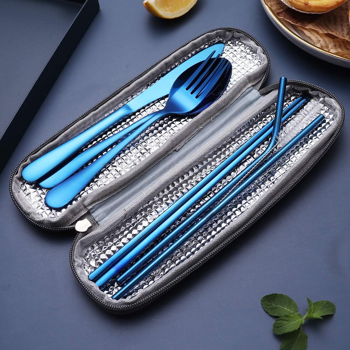 Portable Stainless Steel Travel Cutlery Set with Waterproof Case