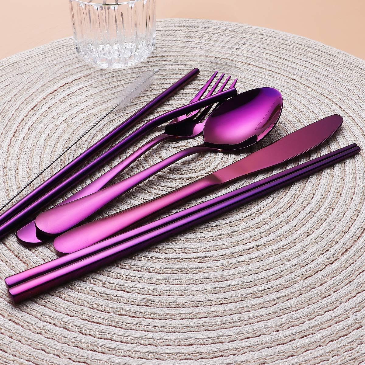 Portable Stainless Steel Travel Cutlery Set with Waterproof Case
