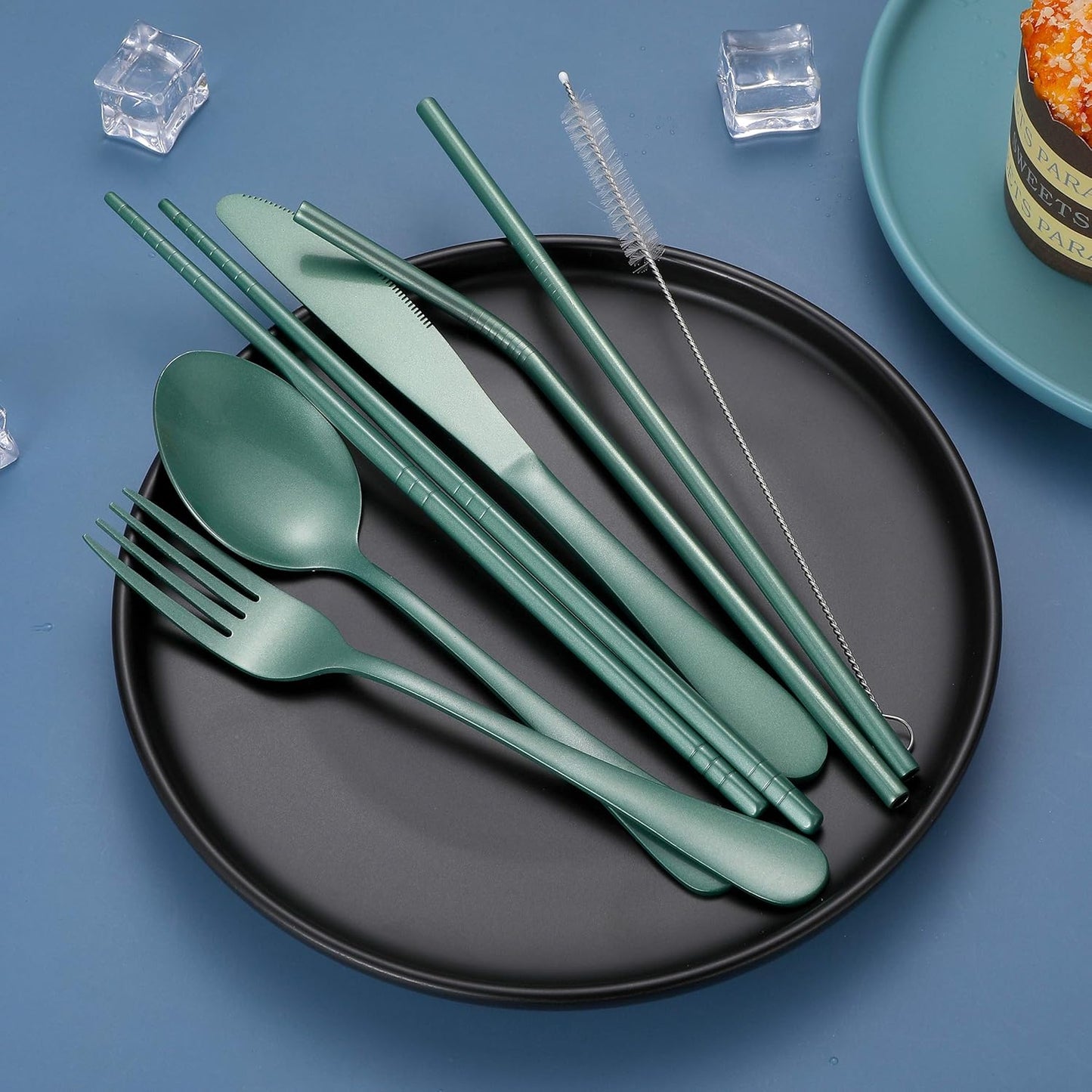 Portable Stainless Steel Travel Cutlery Set with Waterproof Case