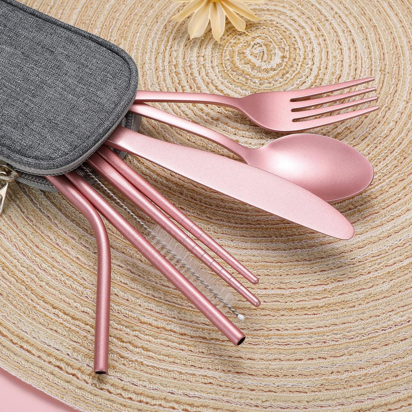 Portable Stainless Steel Travel Cutlery Set with Waterproof Case