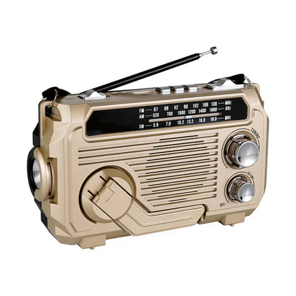 Emergency Solar Hand Crank Radio with Flashlight and Power Bank