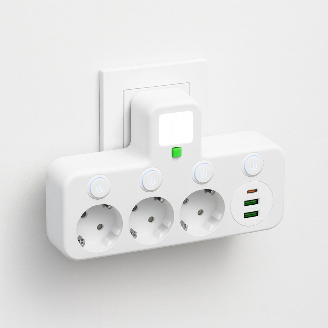 Power Strip with USB and Type C Ports, Surge Protection, Compact Design