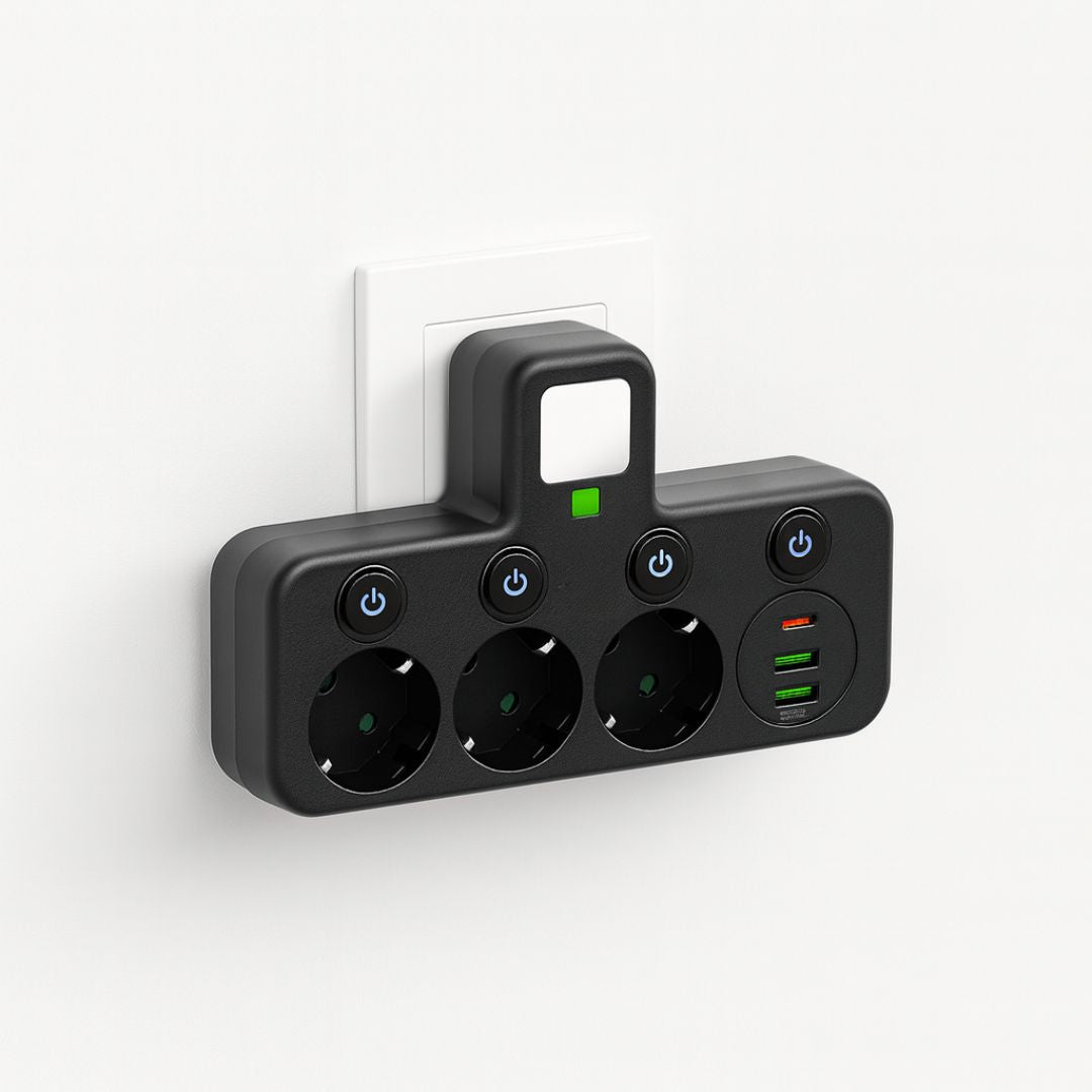 Power Strip with USB and Type C Ports, Surge Protection, Compact Design