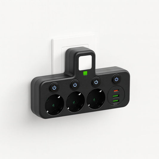 Power Strip with USB and Type C Ports, Surge Protection, Compact Design