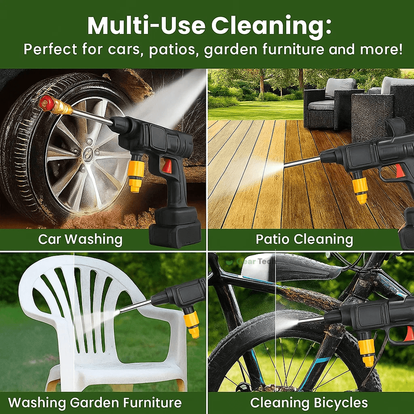 Portable High-Pressure Wireless Cleaner with Versatile Spray Patterns