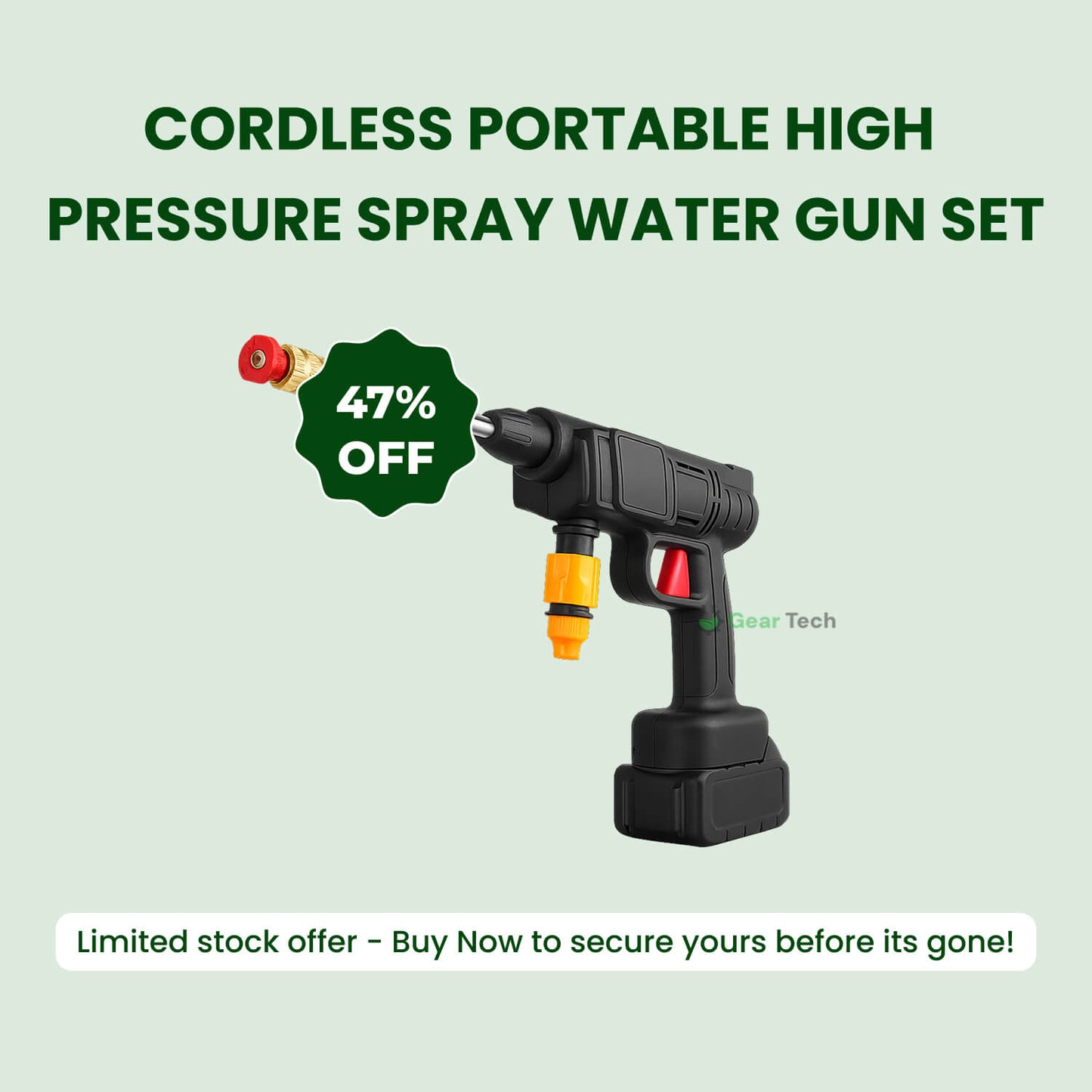 Portable High-Pressure Wireless Cleaner with Versatile Spray Patterns