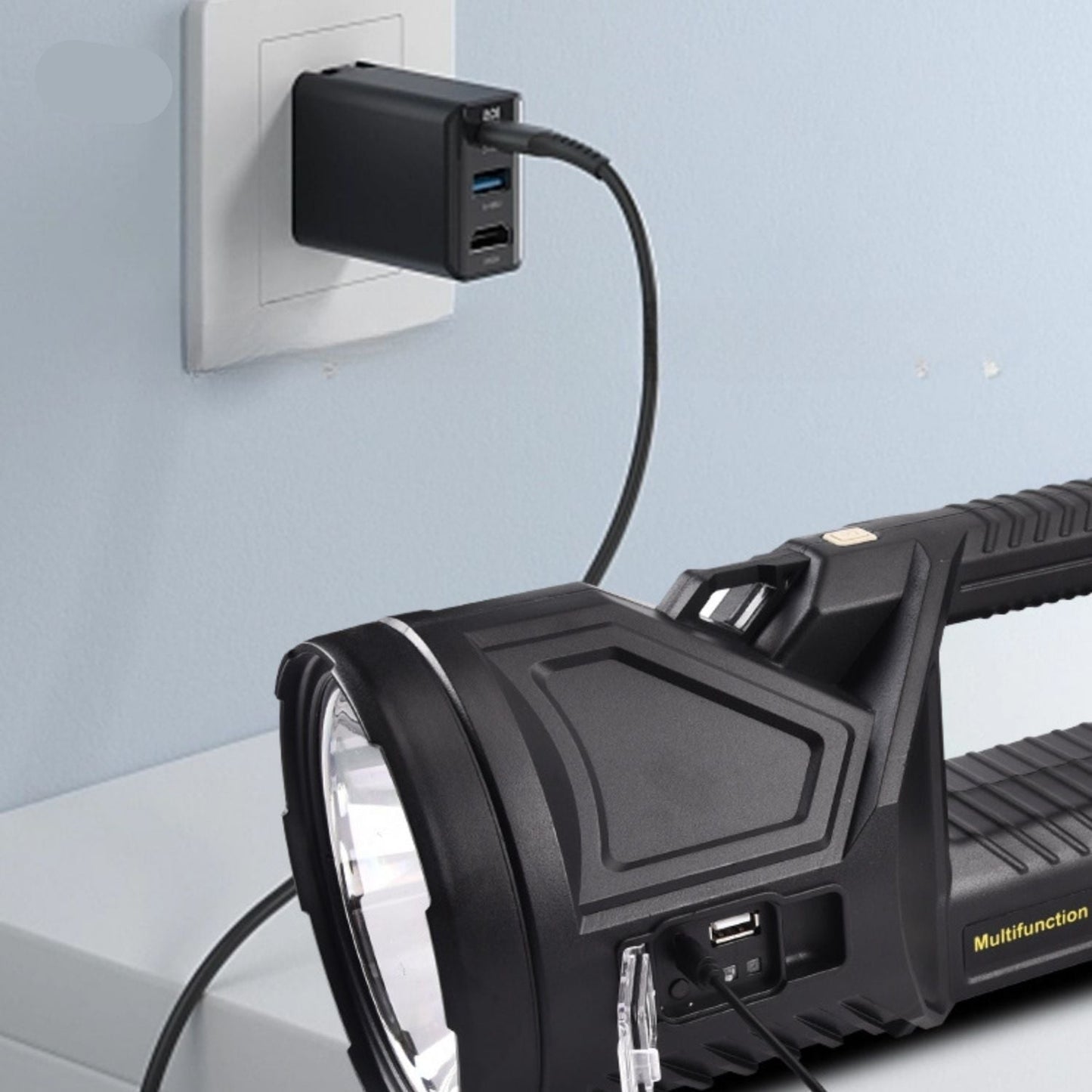 Rechargeable LED Flashlight with 500m Range and Long Battery Life