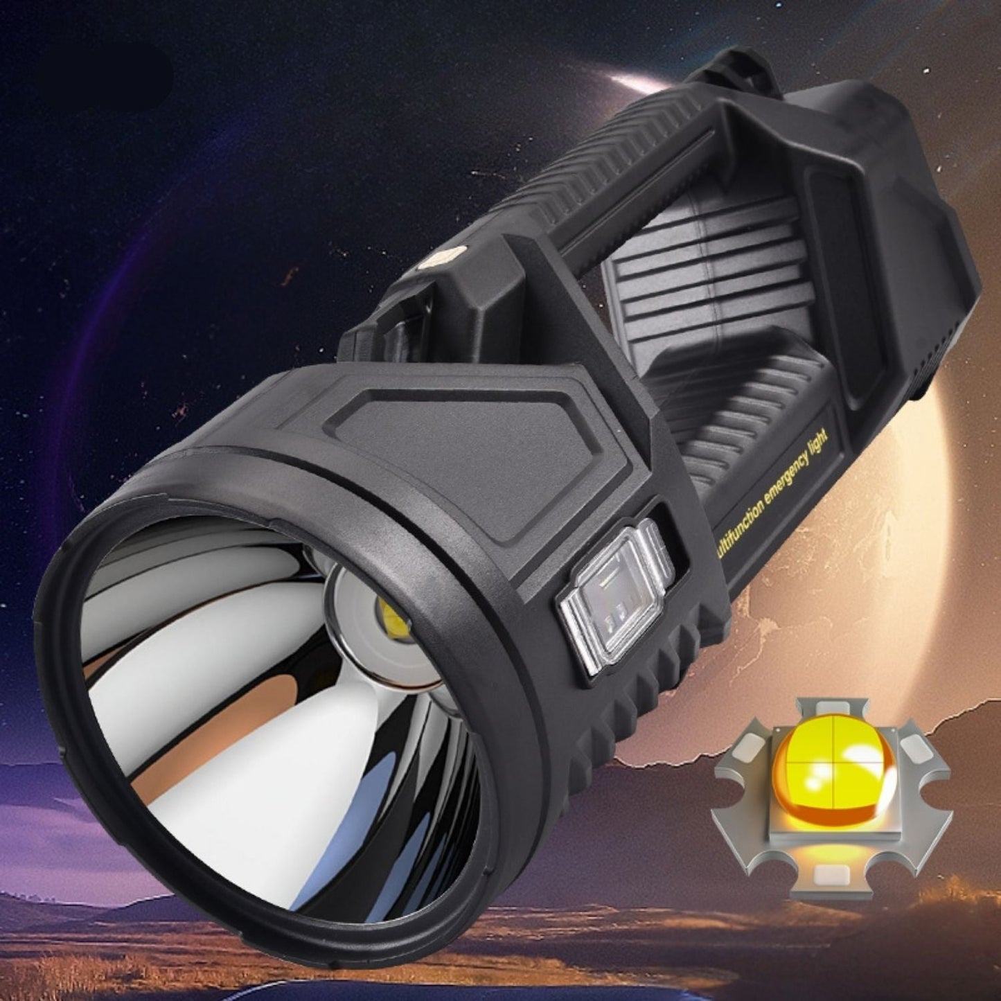 Rechargeable LED Flashlight with 500m Range and Long Battery Life