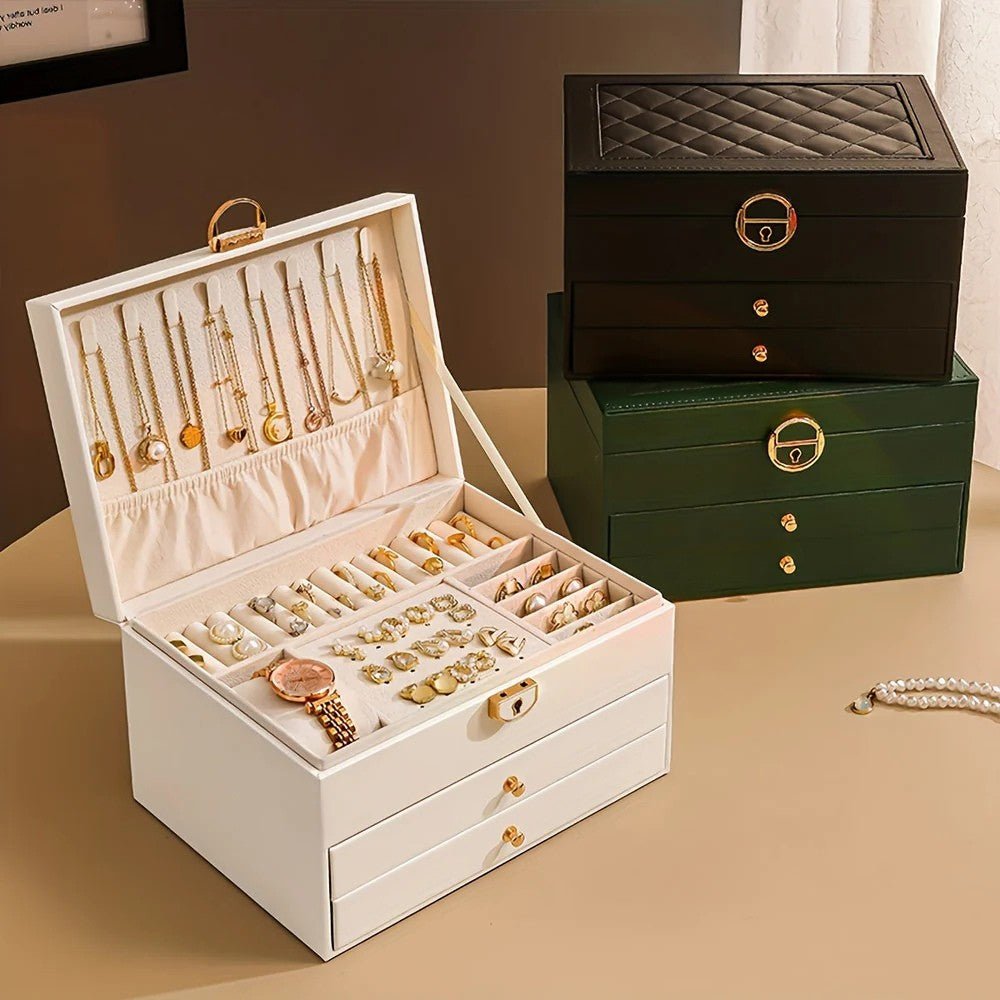 Premium PU Leather Jewelry Organizer with Multiple Compartments