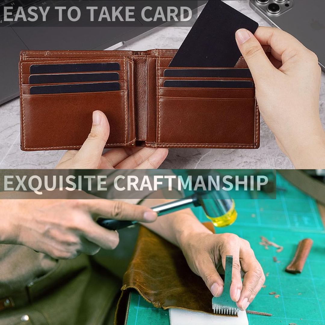Genuine Leather RFID-Blocking Bifold Wallet for Men